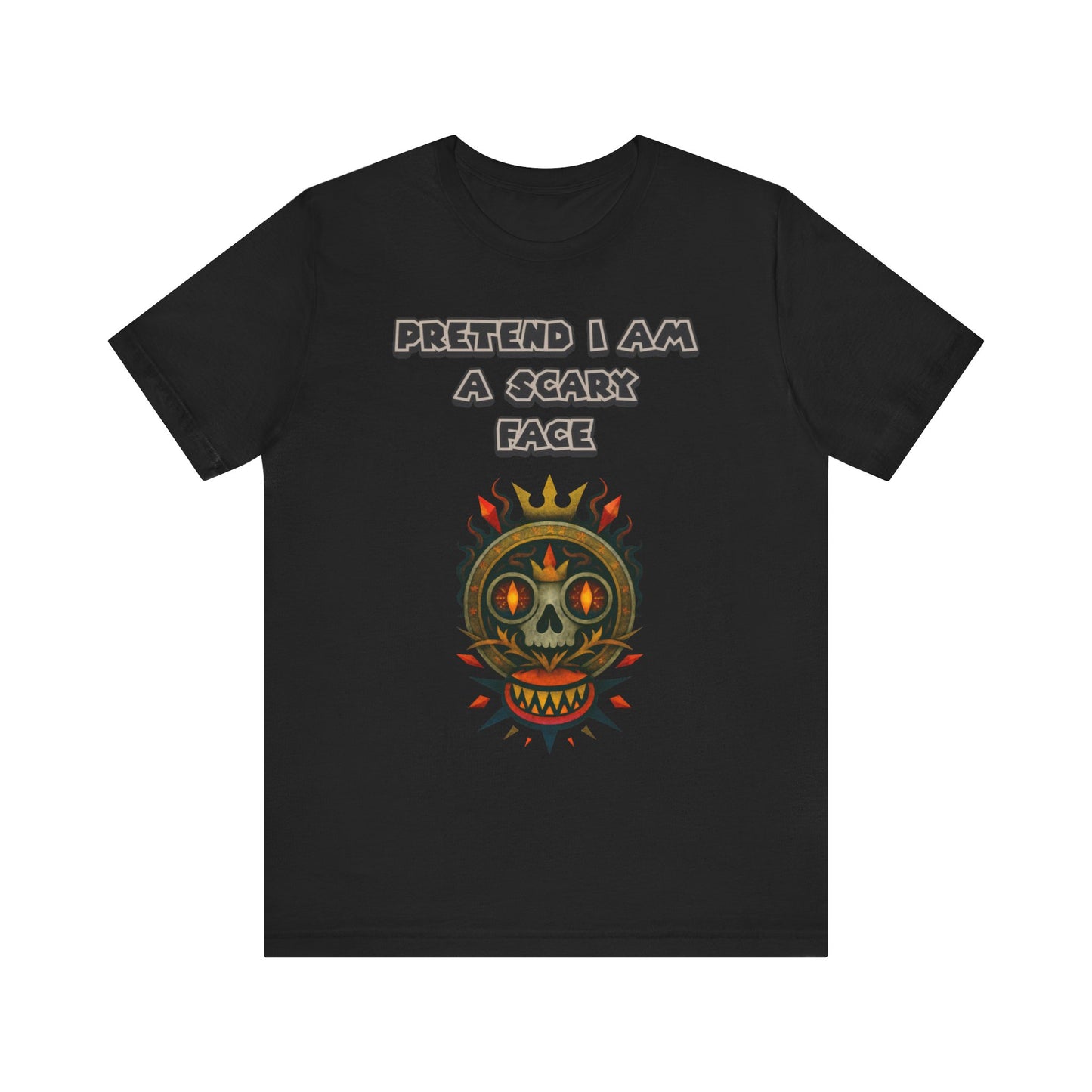 Scary Face Tee - Unisex Short Sleeve T-Shirt for Halloween, Casual Wear, Costume Parties, Fun Gifts, and Everyday Style