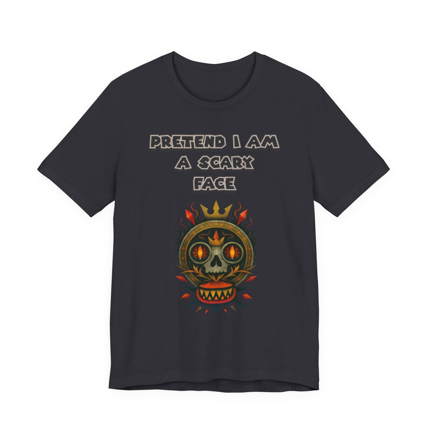 Scary Face Tee - Unisex Short Sleeve T-Shirt for Halloween, Casual Wear, Costume Parties, Fun Gifts, and Everyday Style