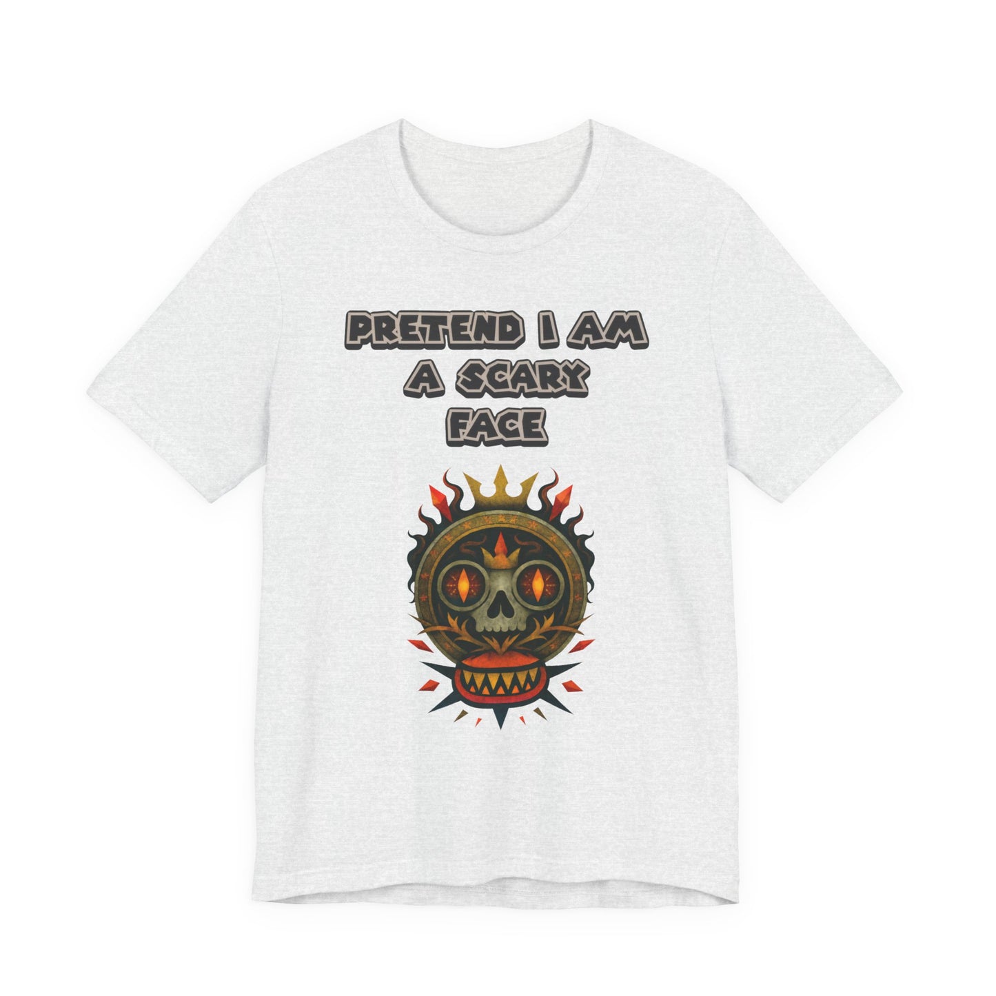 Scary Face Tee - Unisex Short Sleeve T-Shirt for Halloween, Casual Wear, Costume Parties, Fun Gifts, and Everyday Style