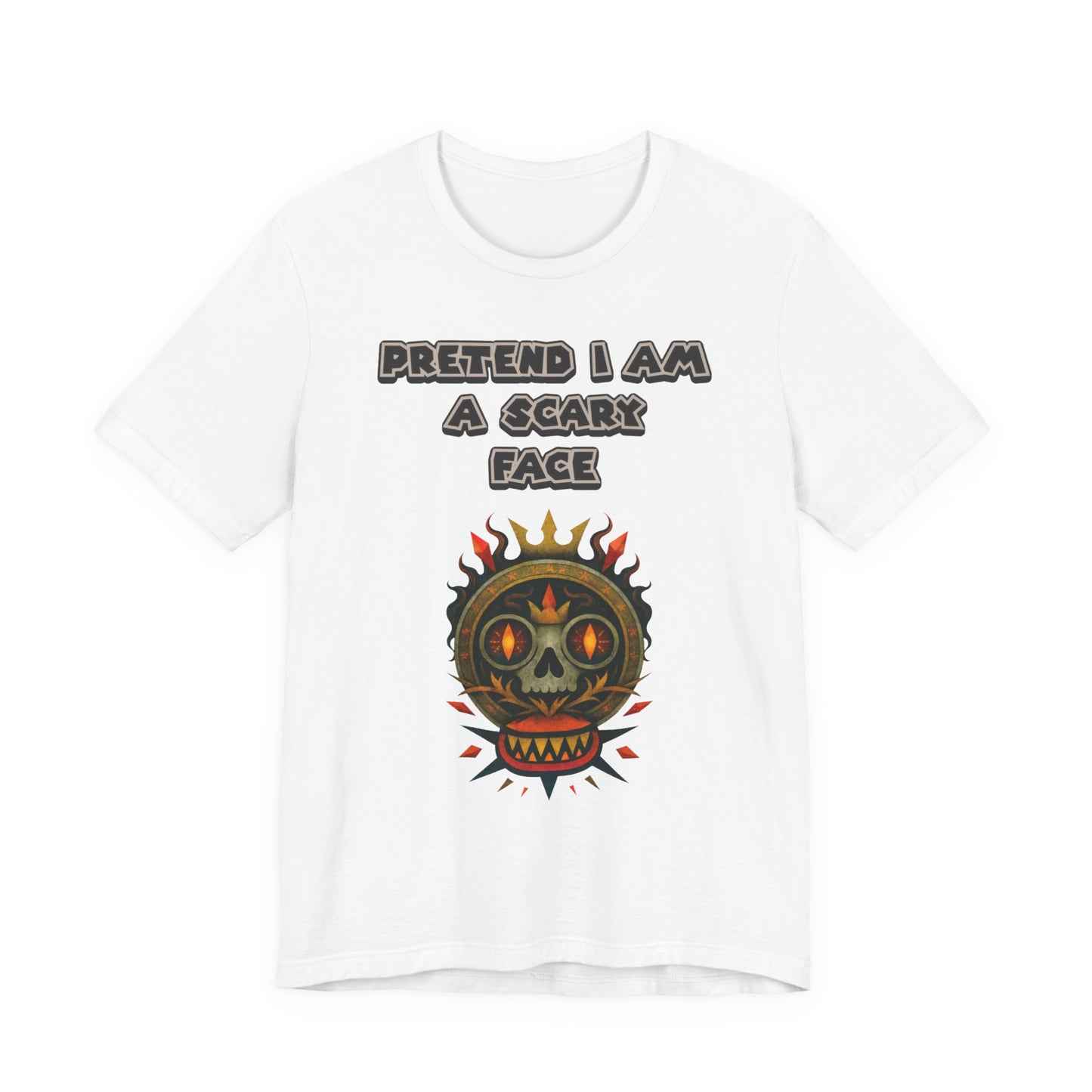 Scary Face Tee - Unisex Short Sleeve T-Shirt for Halloween, Casual Wear, Costume Parties, Fun Gifts, and Everyday Style