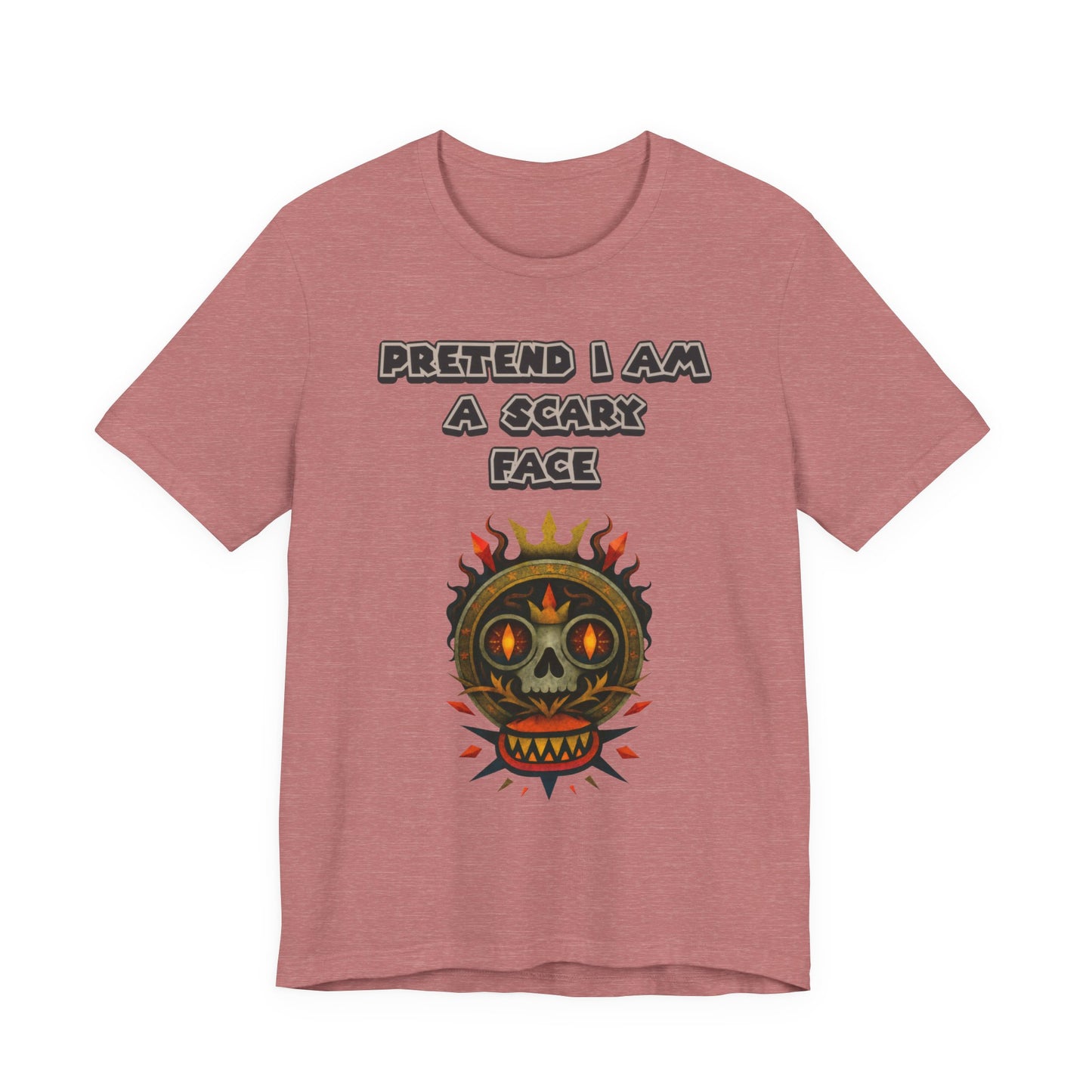 Scary Face Tee - Unisex Short Sleeve T-Shirt for Halloween, Casual Wear, Costume Parties, Fun Gifts, and Everyday Style