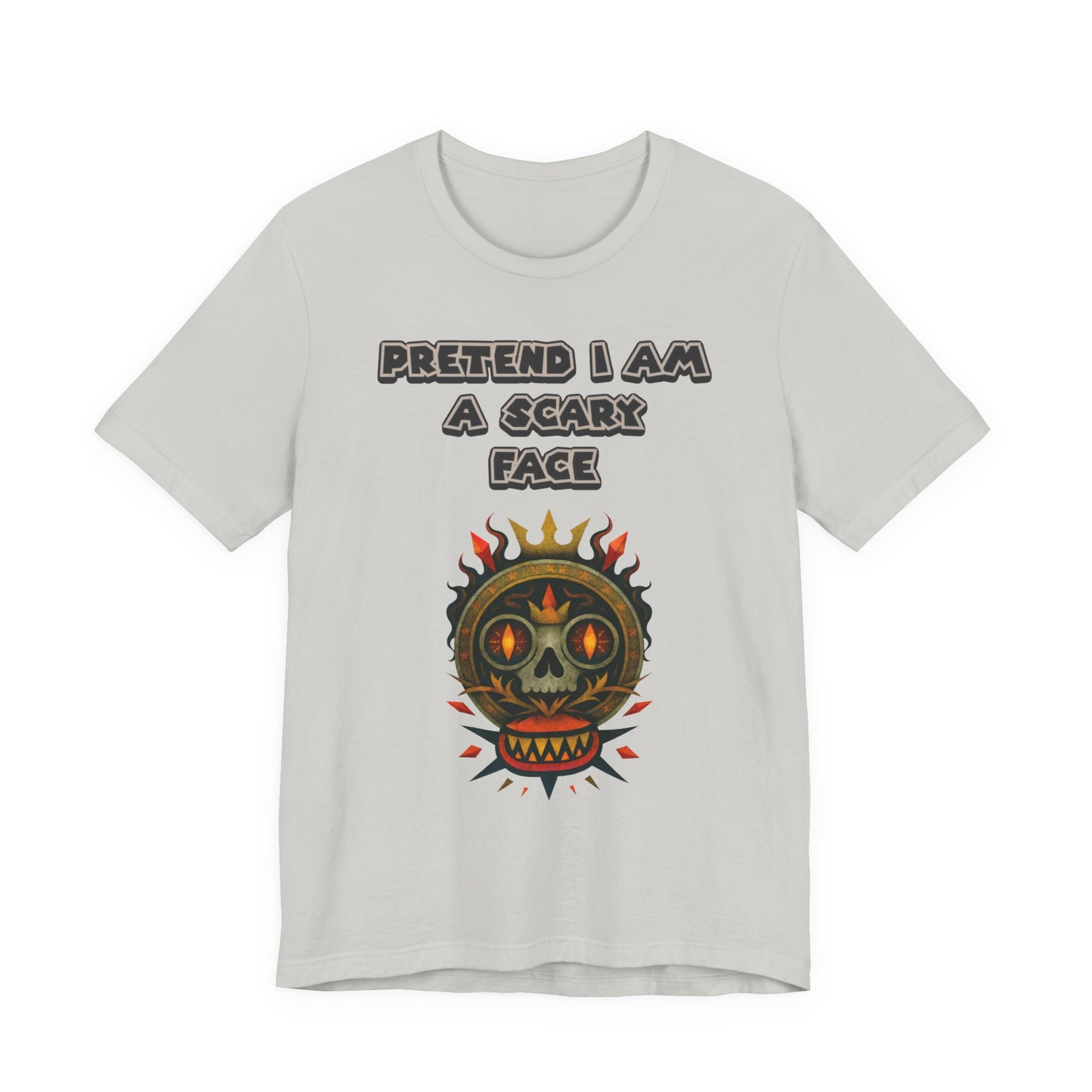 Scary Face Tee - Unisex Short Sleeve T-Shirt for Halloween, Casual Wear, Costume Parties, Fun Gifts, and Everyday Style