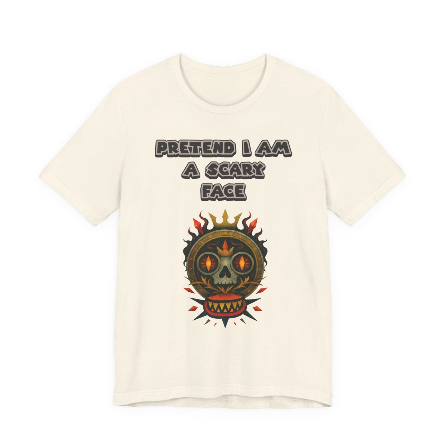 Scary Face Tee - Unisex Short Sleeve T-Shirt for Halloween, Casual Wear, Costume Parties, Fun Gifts, and Everyday Style