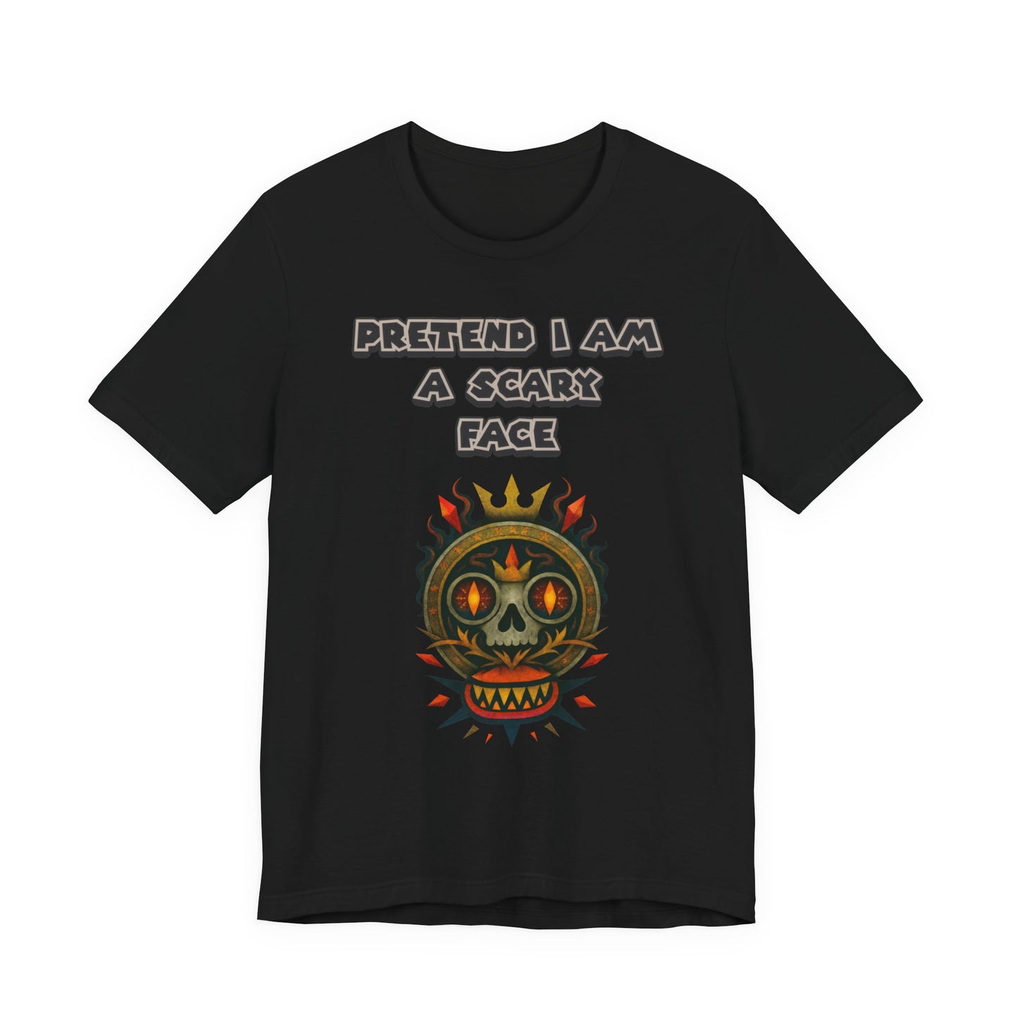 Scary Face Tee - Unisex Short Sleeve T-Shirt for Halloween, Casual Wear, Costume Parties, Fun Gifts, and Everyday Style