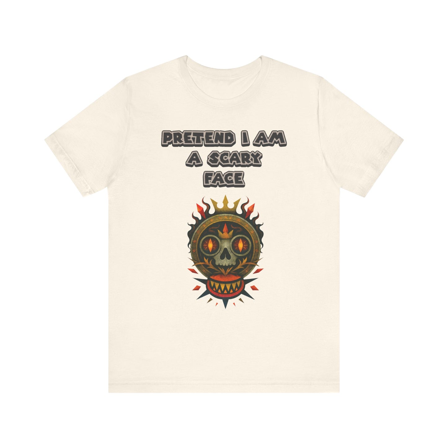 Scary Face Tee - Unisex Short Sleeve T-Shirt for Halloween, Casual Wear, Costume Parties, Fun Gifts, and Everyday Style
