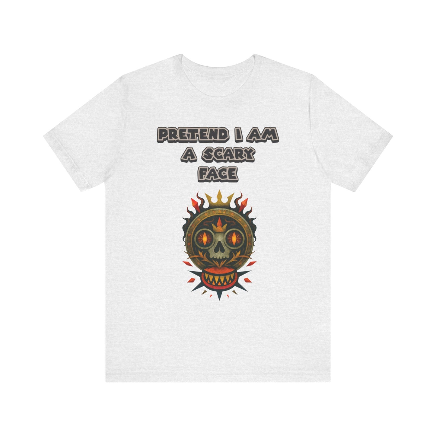 Scary Face Tee - Unisex Short Sleeve T-Shirt for Halloween, Casual Wear, Costume Parties, Fun Gifts, and Everyday Style