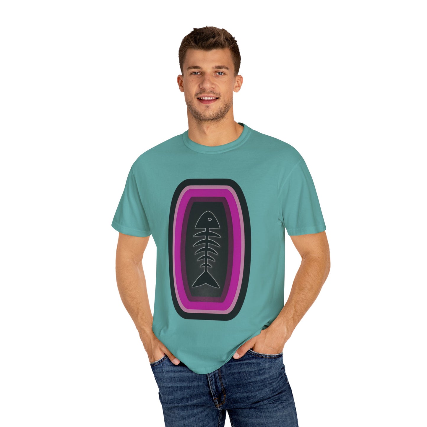 FISH BONE AND BULLS T-Shirt - Vintage Unisex Garment-Dyed Tee