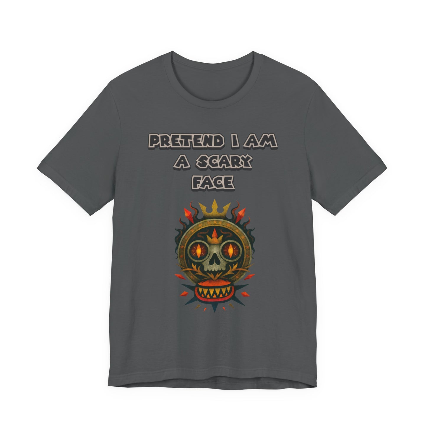 Scary Face Tee - Unisex Short Sleeve T-Shirt for Halloween, Casual Wear, Costume Parties, Fun Gifts, and Everyday Style