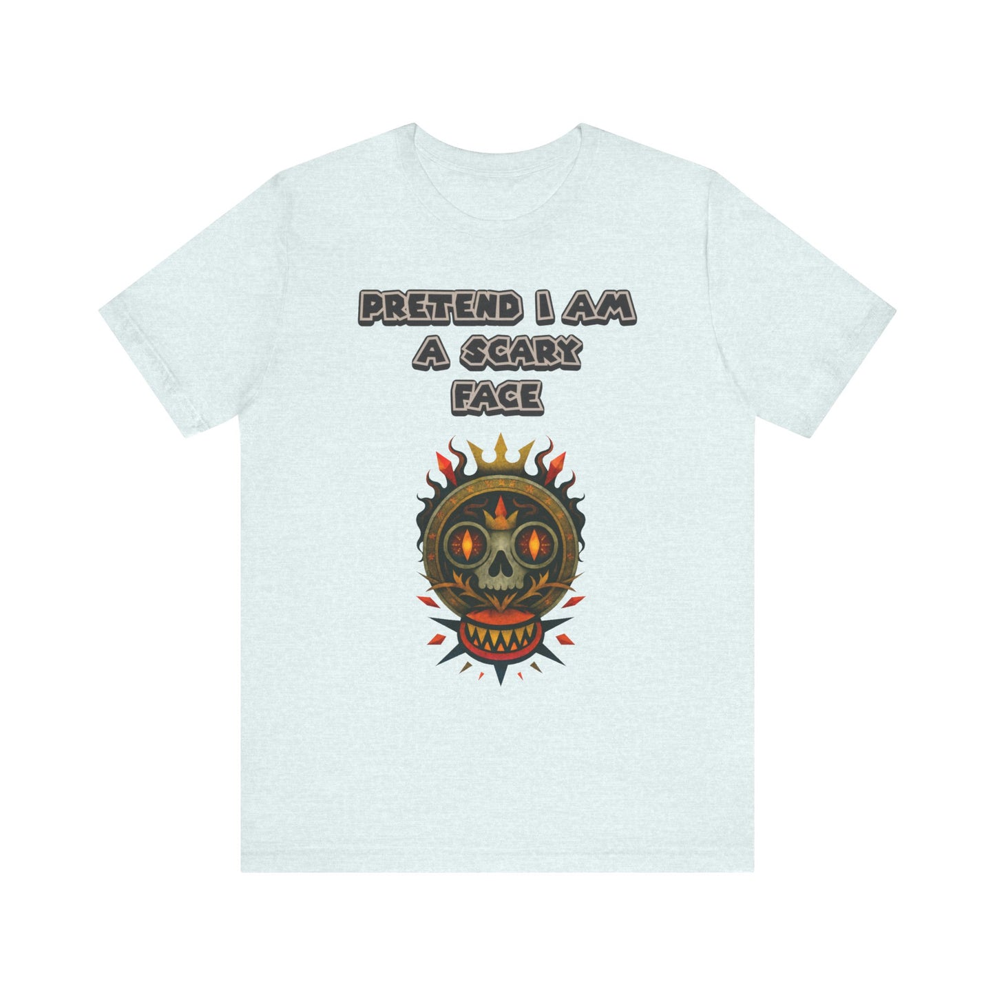 Scary Face Tee - Unisex Short Sleeve T-Shirt for Halloween, Casual Wear, Costume Parties, Fun Gifts, and Everyday Style