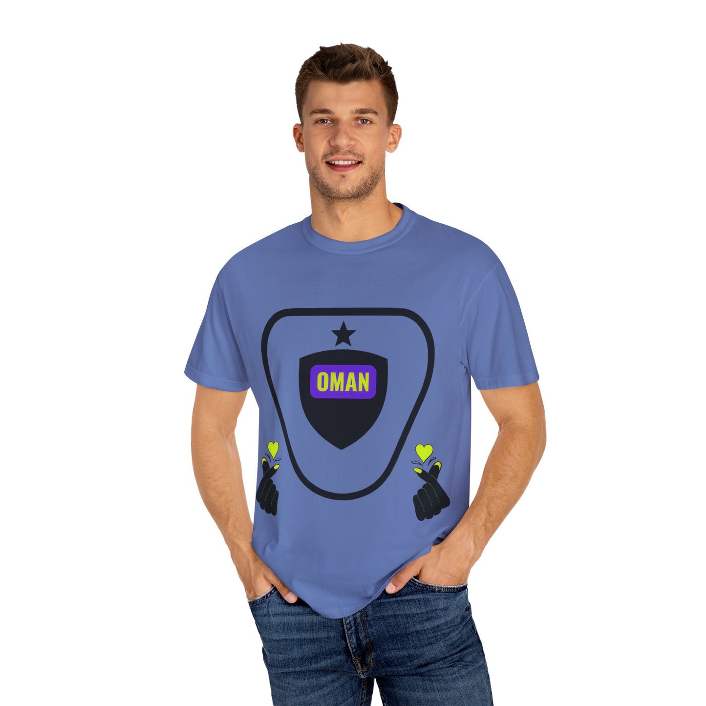 Oman Shield T-Shirt, Unisex Garment-Dyed Tee, Casual Wear, Travel Souvenir, Unique Gift, Everyday Comfort
