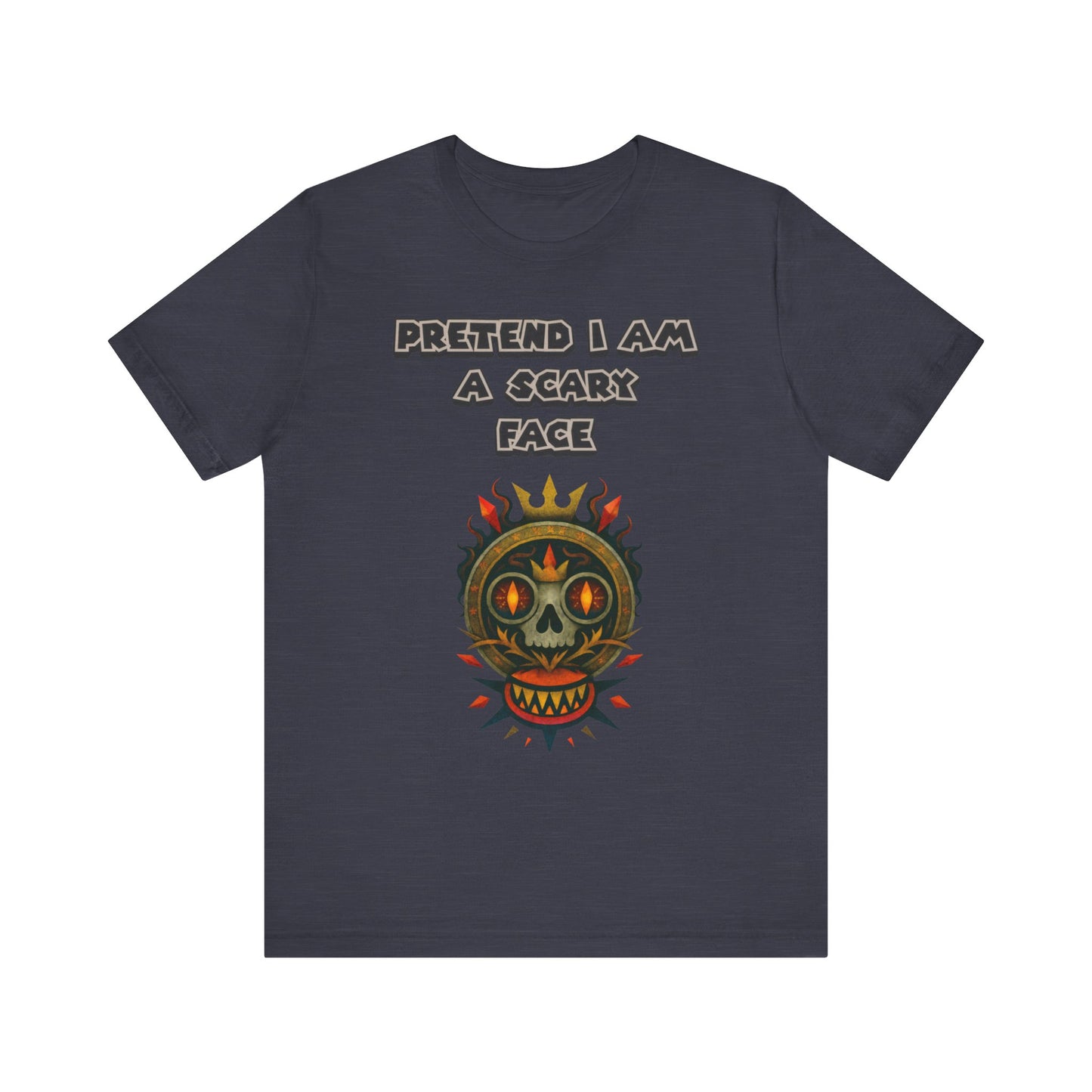 Scary Face Tee - Unisex Short Sleeve T-Shirt for Halloween, Casual Wear, Costume Parties, Fun Gifts, and Everyday Style