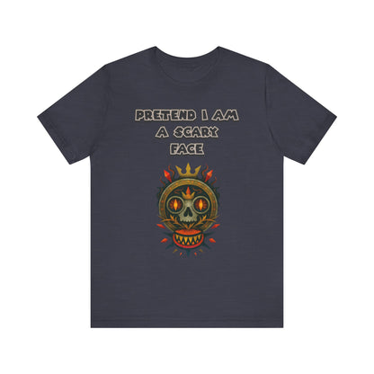 Scary Face Tee - Unisex Short Sleeve T-Shirt for Halloween, Casual Wear, Costume Parties, Fun Gifts, and Everyday Style