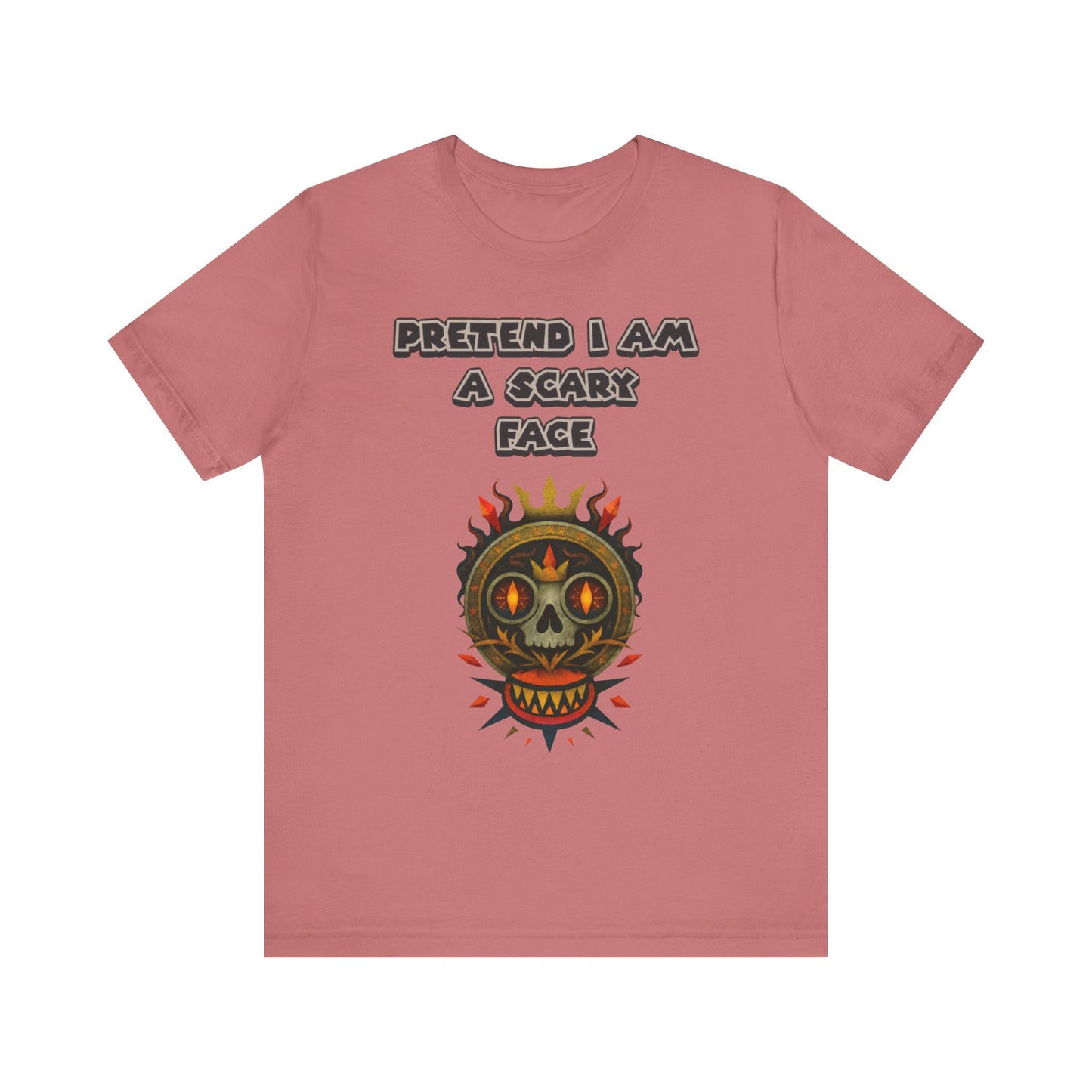 Scary Face Tee - Unisex Short Sleeve T-Shirt for Halloween, Casual Wear, Costume Parties, Fun Gifts, and Everyday Style