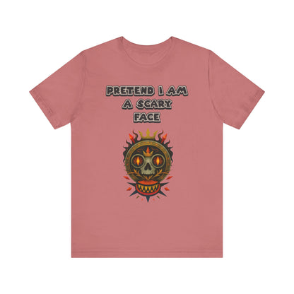 Scary Face Tee - Unisex Short Sleeve T-Shirt for Halloween, Casual Wear, Costume Parties, Fun Gifts, and Everyday Style