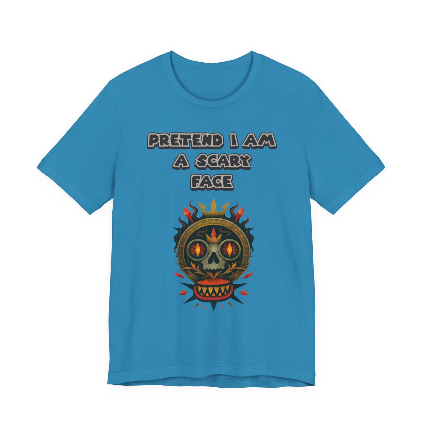 Scary Face Tee - Unisex Short Sleeve T-Shirt for Halloween, Casual Wear, Costume Parties, Fun Gifts, and Everyday Style