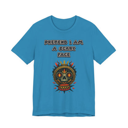 Scary Face Tee - Unisex Short Sleeve T-Shirt for Halloween, Casual Wear, Costume Parties, Fun Gifts, and Everyday Style