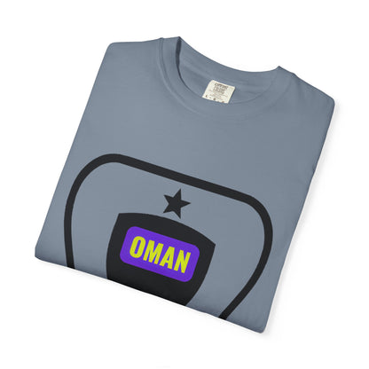 Oman Shield T-Shirt, Unisex Garment-Dyed Tee, Casual Wear, Travel Souvenir, Unique Gift, Everyday Comfort