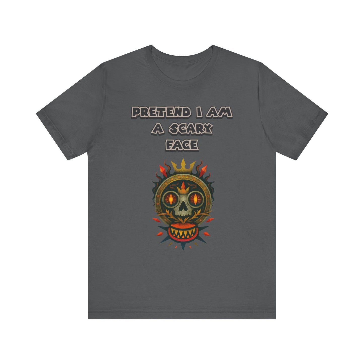 Scary Face Tee - Unisex Short Sleeve T-Shirt for Halloween, Casual Wear, Costume Parties, Fun Gifts, and Everyday Style