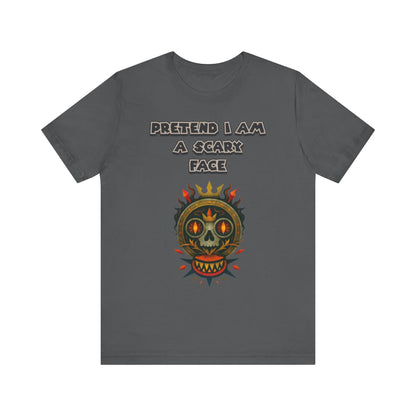 Scary Face Tee - Unisex Short Sleeve T-Shirt for Halloween, Casual Wear, Costume Parties, Fun Gifts, and Everyday Style