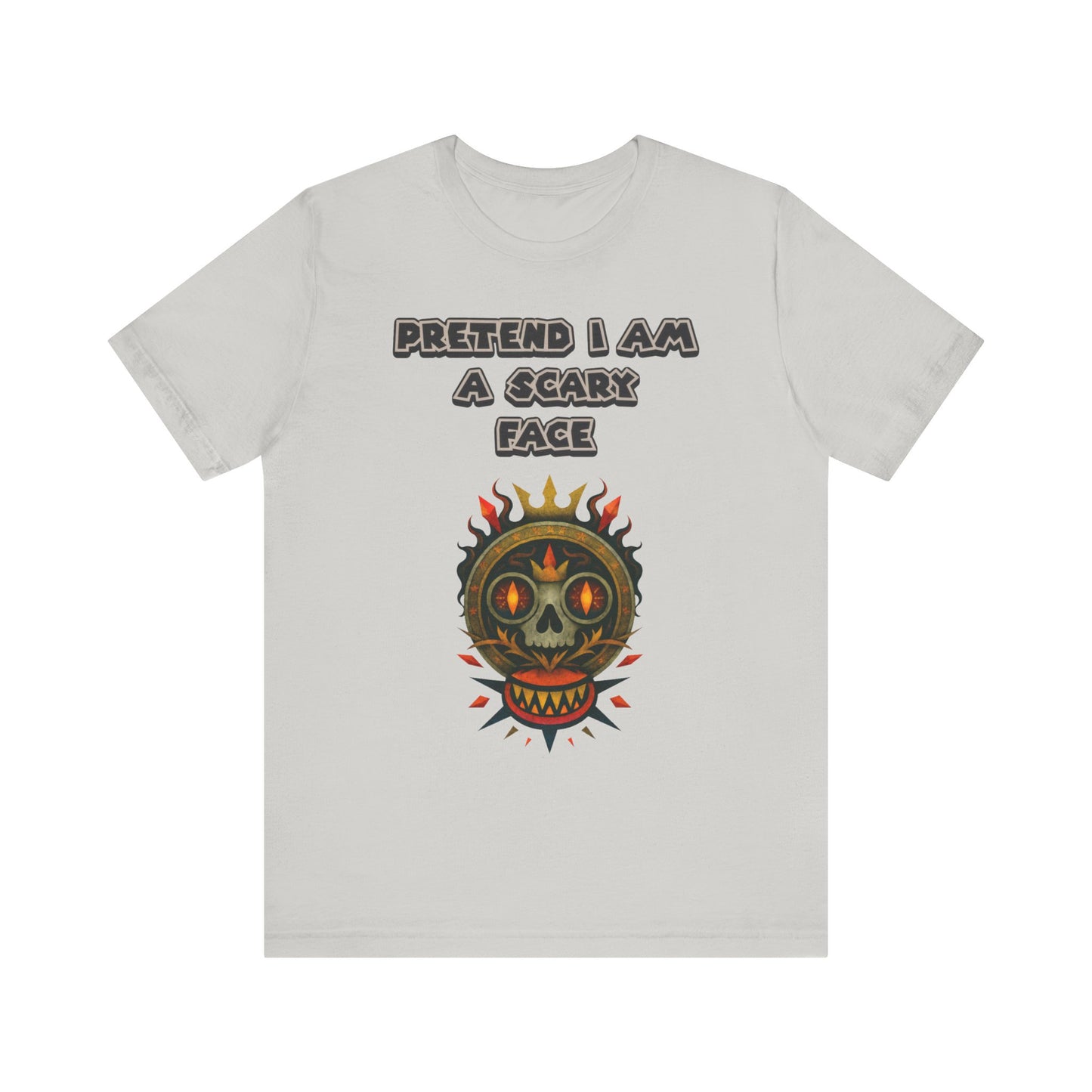 Scary Face Tee - Unisex Short Sleeve T-Shirt for Halloween, Casual Wear, Costume Parties, Fun Gifts, and Everyday Style