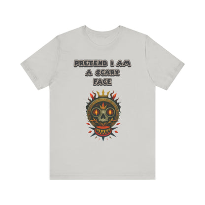 Scary Face Tee - Unisex Short Sleeve T-Shirt for Halloween, Casual Wear, Costume Parties, Fun Gifts, and Everyday Style