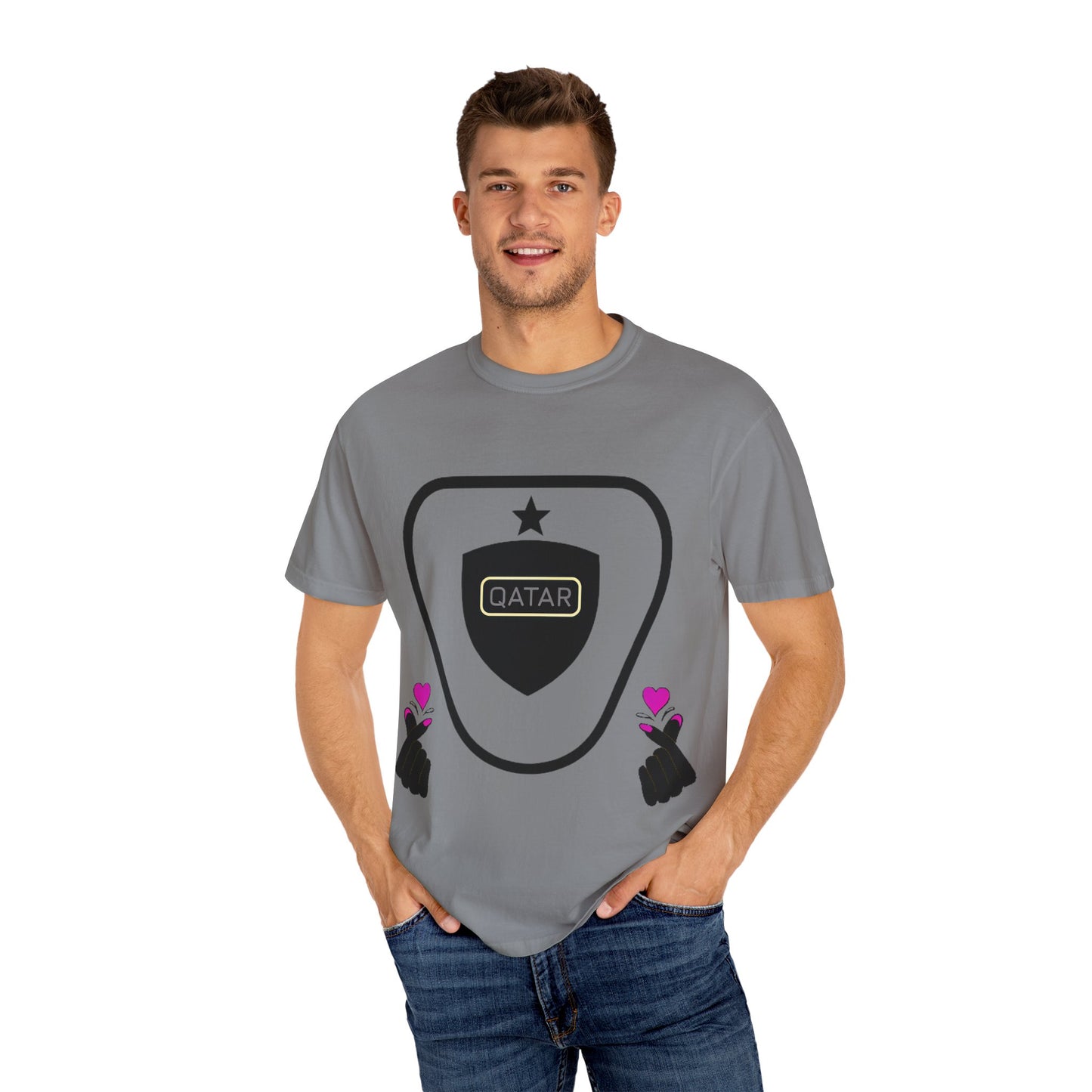 Qatar Pride Unisex Garment-Dyed T-Shirt, Casual Tee, LGBTQ+ Apparel, Sports Fan Gear, Gift for Him/Her/Friends