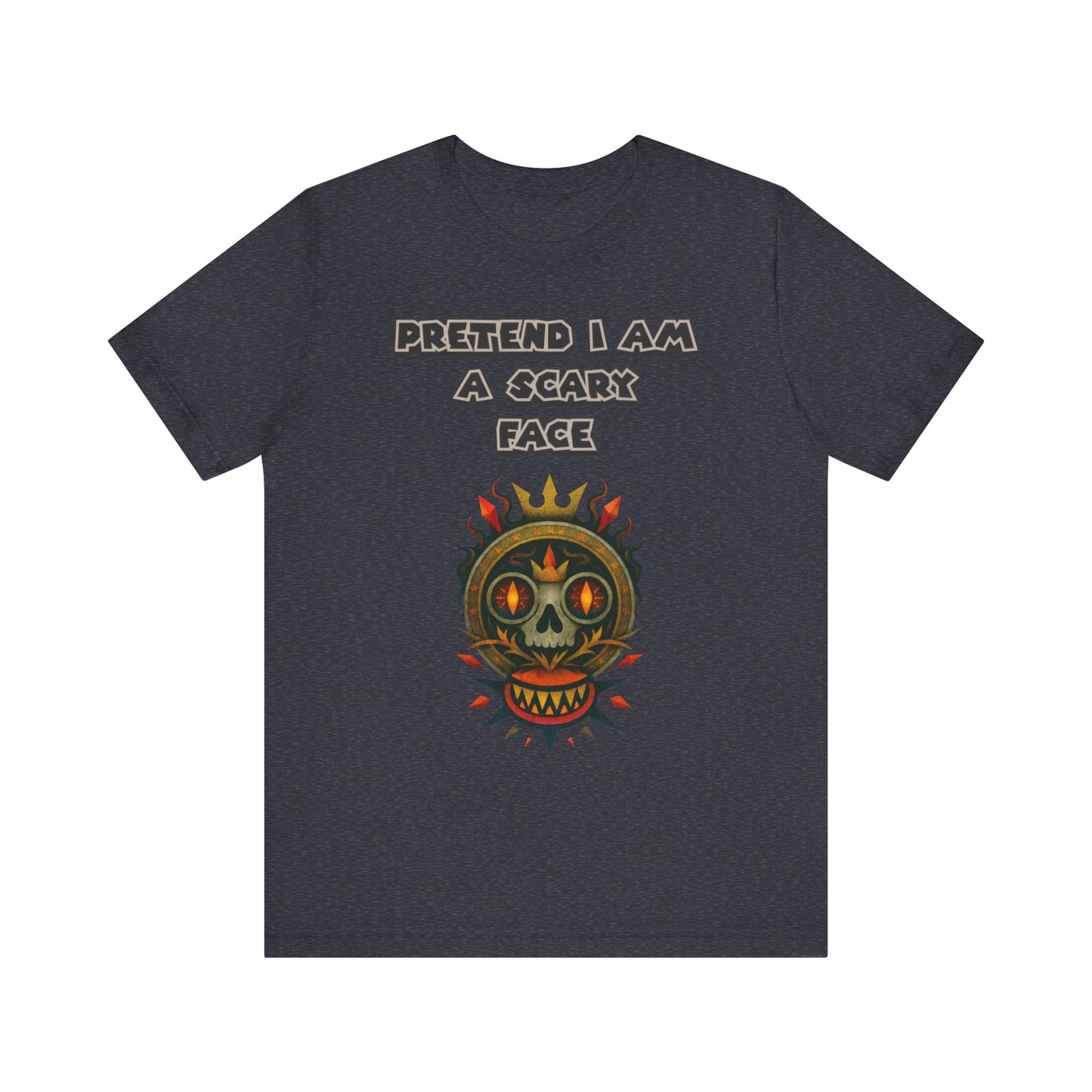 Scary Face Tee - Unisex Short Sleeve T-Shirt for Halloween, Casual Wear, Costume Parties, Fun Gifts, and Everyday Style