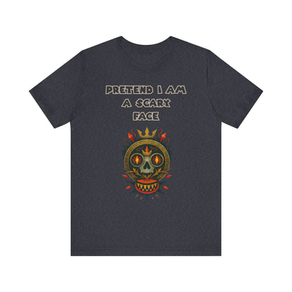 Scary Face Tee - Unisex Short Sleeve T-Shirt for Halloween, Casual Wear, Costume Parties, Fun Gifts, and Everyday Style