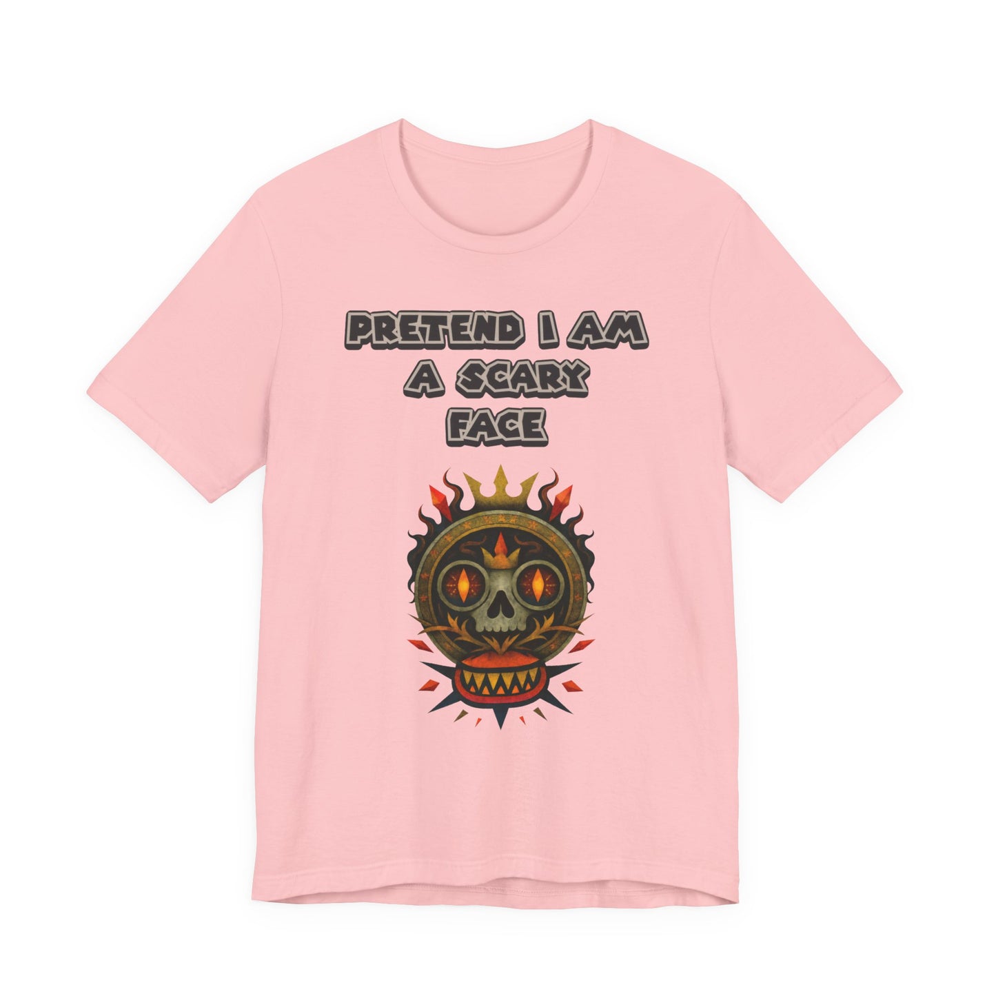 Scary Face Tee - Unisex Short Sleeve T-Shirt for Halloween, Casual Wear, Costume Parties, Fun Gifts, and Everyday Style