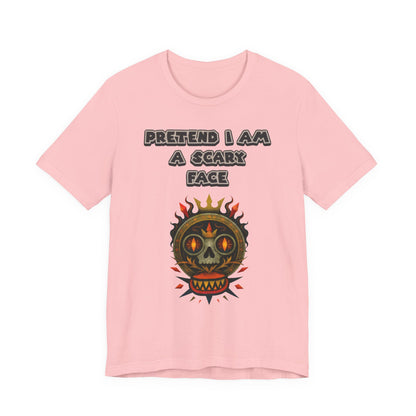Scary Face Tee - Unisex Short Sleeve T-Shirt for Halloween, Casual Wear, Costume Parties, Fun Gifts, and Everyday Style