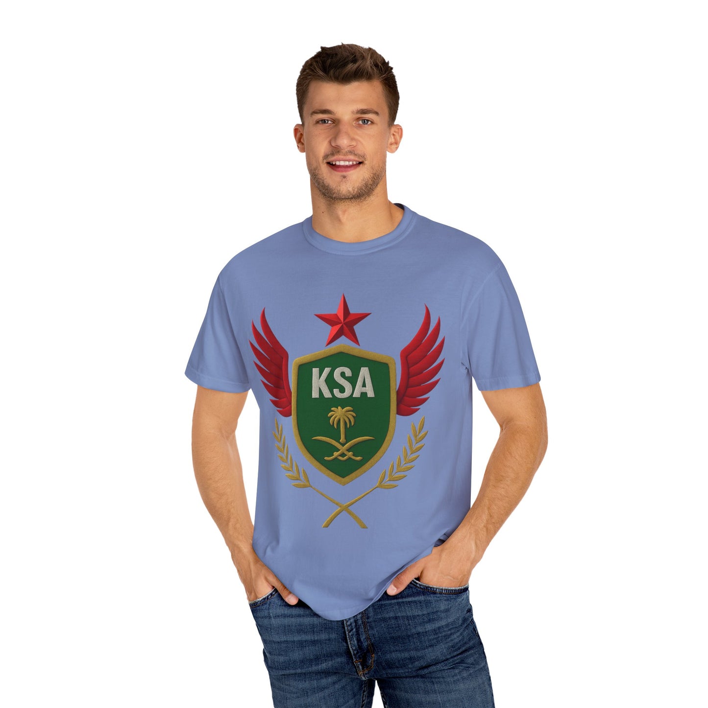 KSA Inspired Unisex Garment-Dyed T-shirt | Casual Style Tee, Graphic Shirt, Unique Design, Gift for Fans, Summer Fashion
