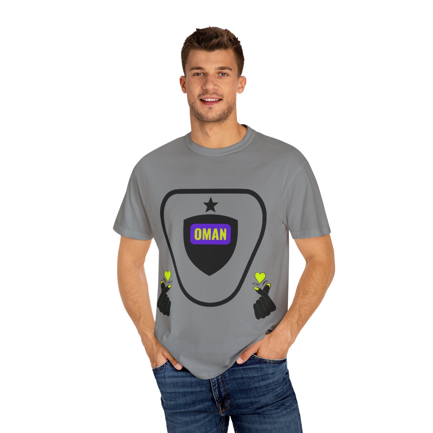 Oman Shield T-Shirt, Unisex Garment-Dyed Tee, Casual Wear, Travel Souvenir, Unique Gift, Everyday Comfort