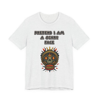 Scary Face Tee - Unisex Short Sleeve T-Shirt for Halloween, Casual Wear, Costume Parties, Fun Gifts, and Everyday Style