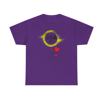 USA Love Graphic Tee, Unisex Cotton Shirt for Holidays, Gifts, Events, Patriotic Wear, Fun Fashion