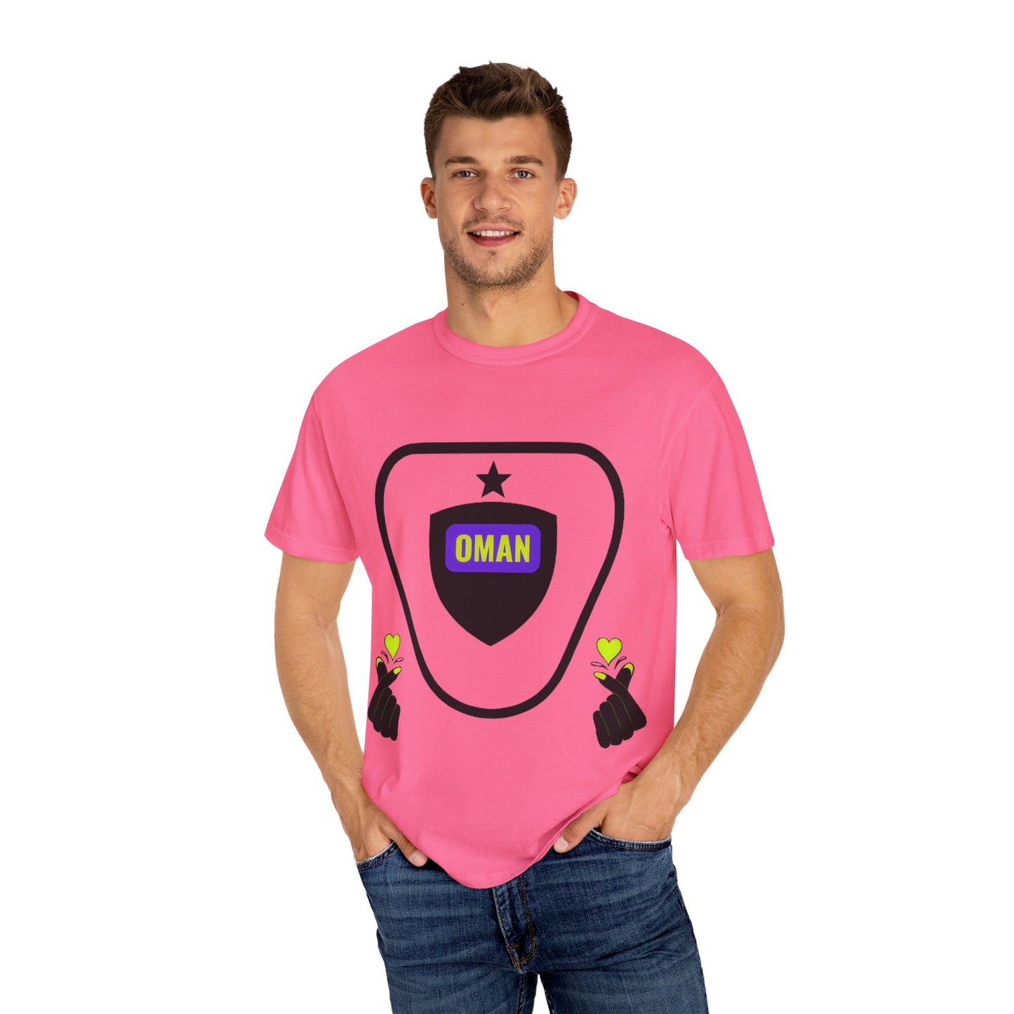 Oman Shield T-Shirt, Unisex Garment-Dyed Tee, Casual Wear, Travel Souvenir, Unique Gift, Everyday Comfort