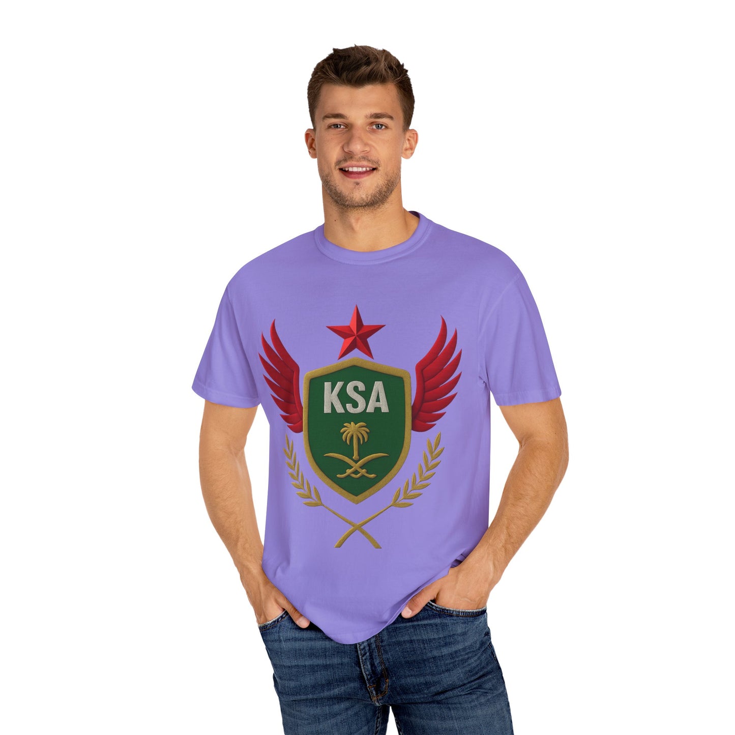 KSA Inspired Unisex Garment-Dyed T-shirt | Casual Style Tee, Graphic Shirt, Unique Design, Gift for Fans, Summer Fashion