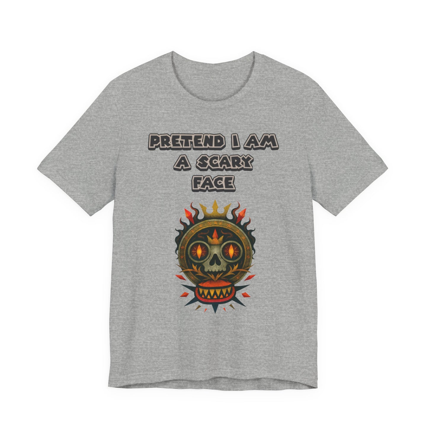 Scary Face Tee - Unisex Short Sleeve T-Shirt for Halloween, Casual Wear, Costume Parties, Fun Gifts, and Everyday Style