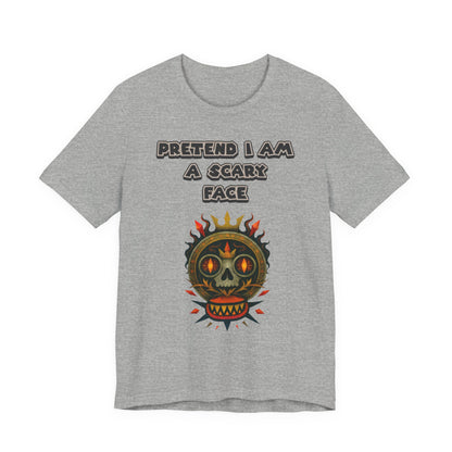 Scary Face Tee - Unisex Short Sleeve T-Shirt for Halloween, Casual Wear, Costume Parties, Fun Gifts, and Everyday Style