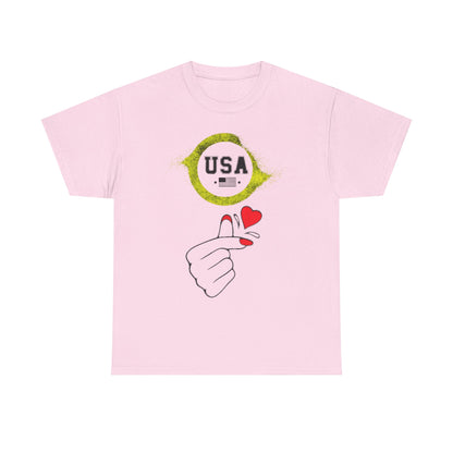 USA Love Graphic Tee, Unisex Cotton Shirt for Holidays, Gifts, Events, Patriotic Wear, Fun Fashion