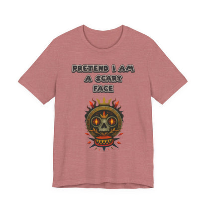 Scary Face Tee - Unisex Short Sleeve T-Shirt for Halloween, Casual Wear, Costume Parties, Fun Gifts, and Everyday Style