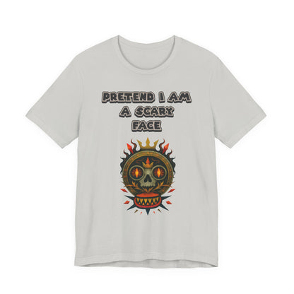 Scary Face Tee - Unisex Short Sleeve T-Shirt for Halloween, Casual Wear, Costume Parties, Fun Gifts, and Everyday Style