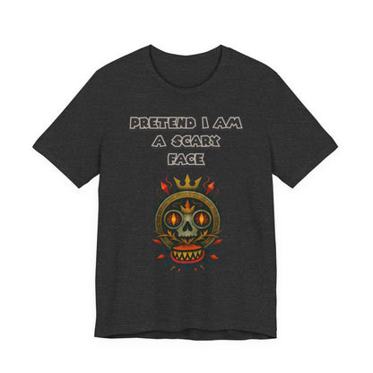Scary Face Tee - Unisex Short Sleeve T-Shirt for Halloween, Casual Wear, Costume Parties, Fun Gifts, and Everyday Style