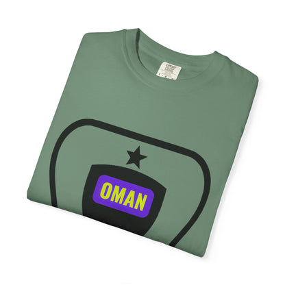 Oman Shield T-Shirt, Unisex Garment-Dyed Tee, Casual Wear, Travel Souvenir, Unique Gift, Everyday Comfort