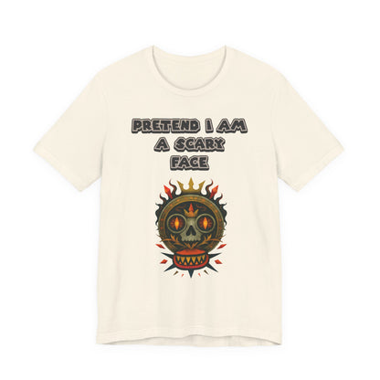 Scary Face Tee - Unisex Short Sleeve T-Shirt for Halloween, Casual Wear, Costume Parties, Fun Gifts, and Everyday Style