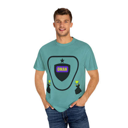 Oman Shield T-Shirt, Unisex Garment-Dyed Tee, Casual Wear, Travel Souvenir, Unique Gift, Everyday Comfort