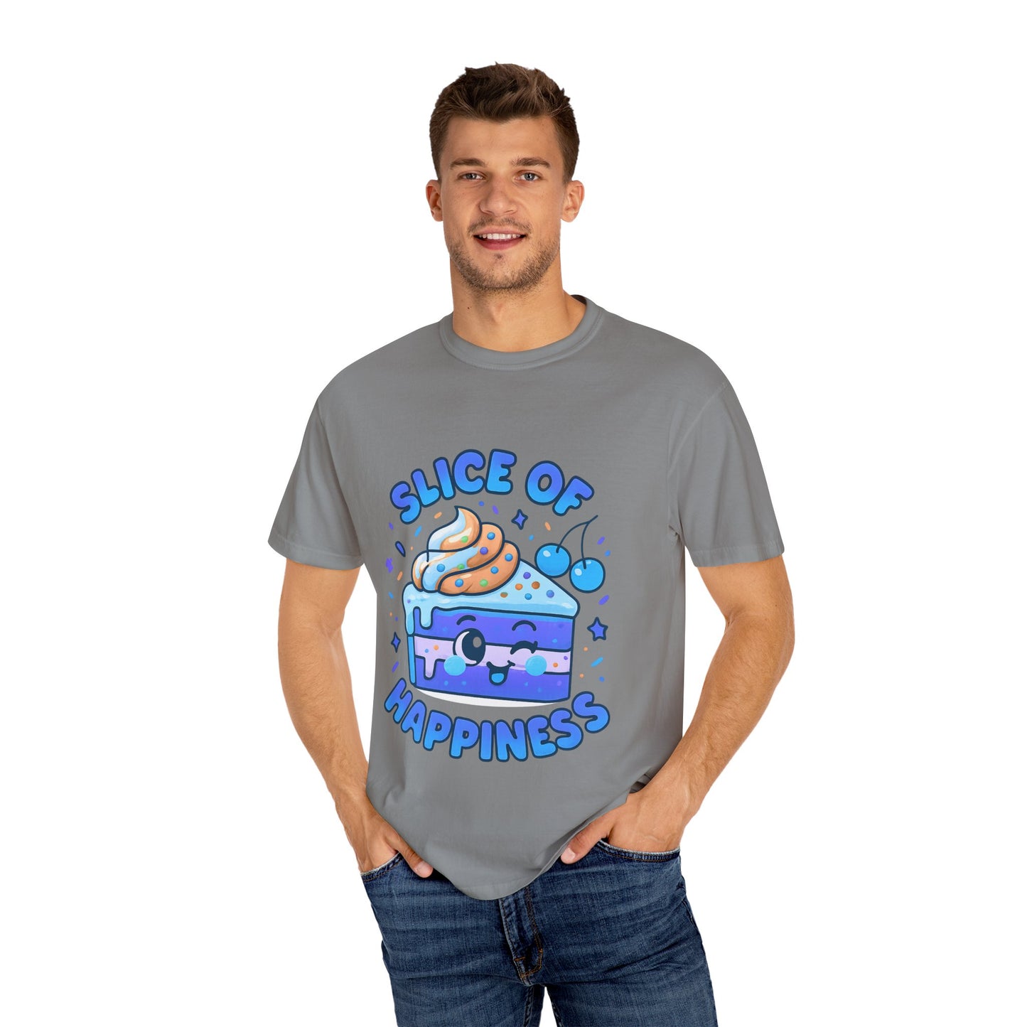 Colorful Slice of Happiness T-Shirt, Cute Dessert Tee, Unisex Graphic Tee, Sweet Gift for Foodies, Fun Casual Wear
