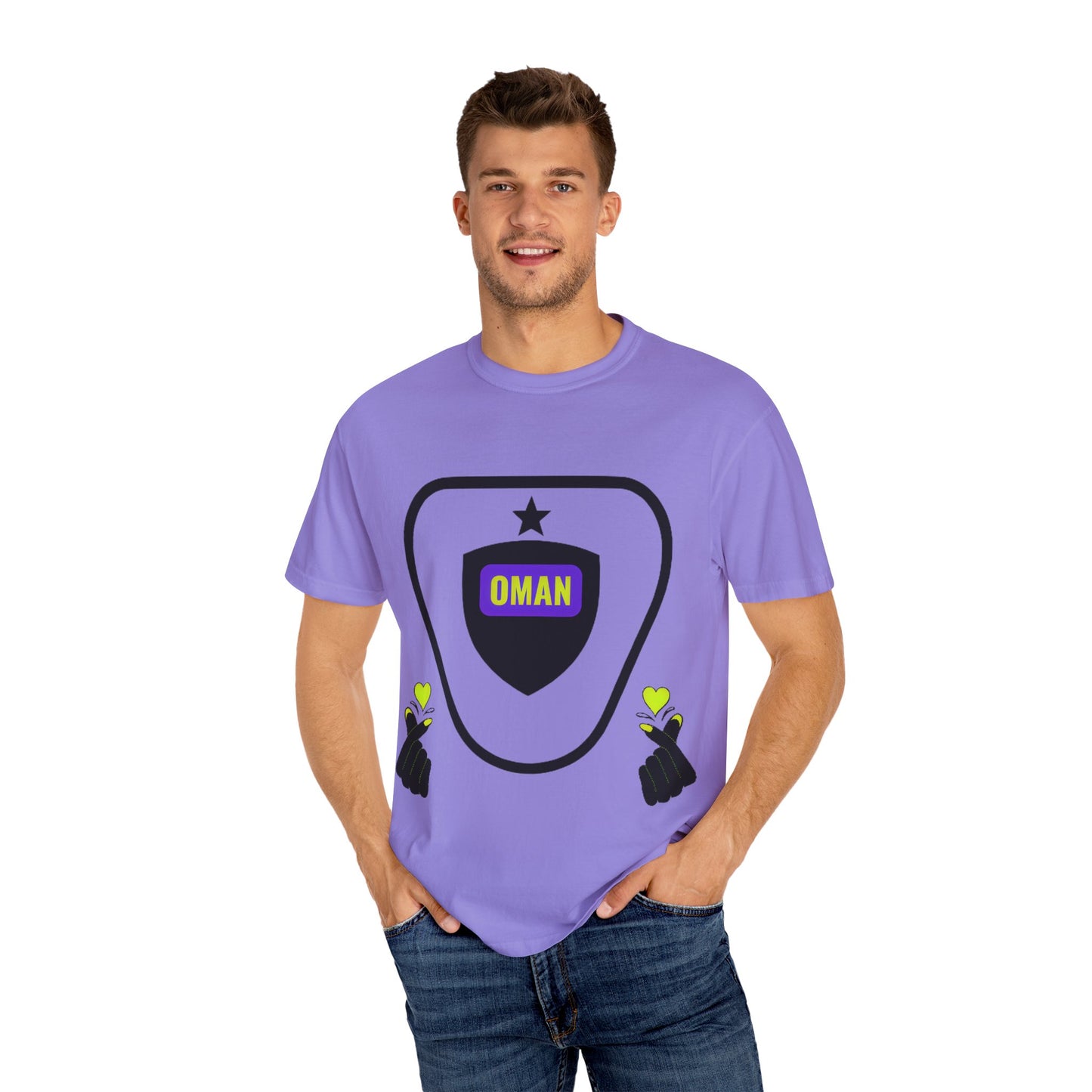 Oman Shield T-Shirt, Unisex Garment-Dyed Tee, Casual Wear, Travel Souvenir, Unique Gift, Everyday Comfort