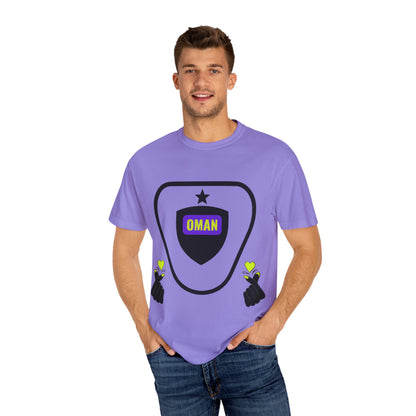 Oman Shield T-Shirt, Unisex Garment-Dyed Tee, Casual Wear, Travel Souvenir, Unique Gift, Everyday Comfort