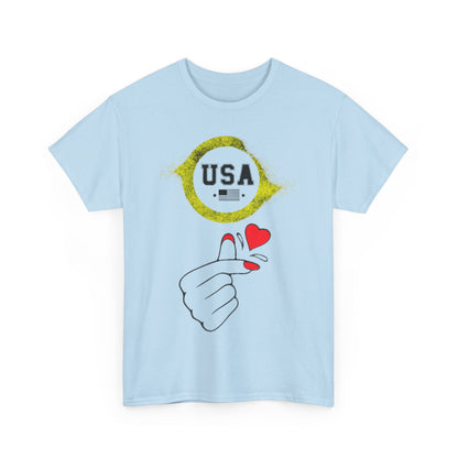 USA Love Graphic Tee, Unisex Cotton Shirt for Holidays, Gifts, Events, Patriotic Wear, Fun Fashion