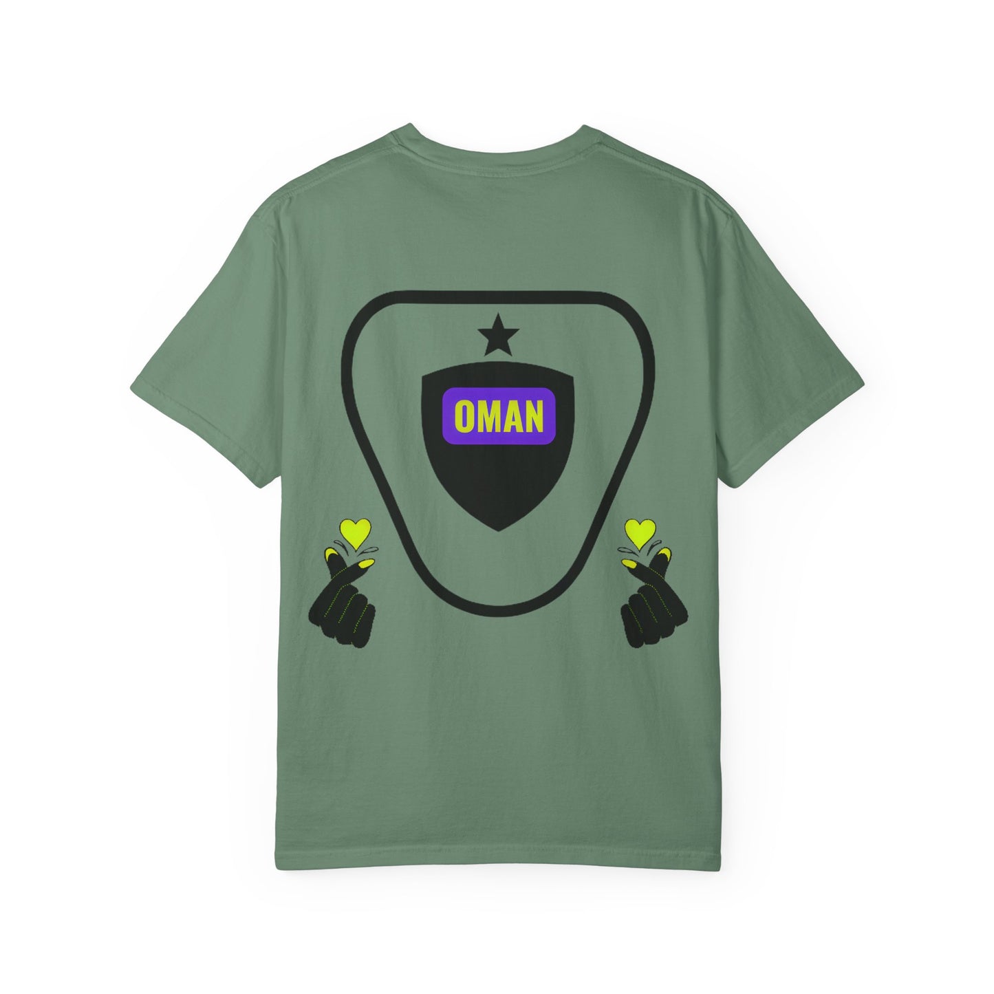 Oman Shield T-Shirt, Unisex Garment-Dyed Tee, Casual Wear, Travel Souvenir, Unique Gift, Everyday Comfort